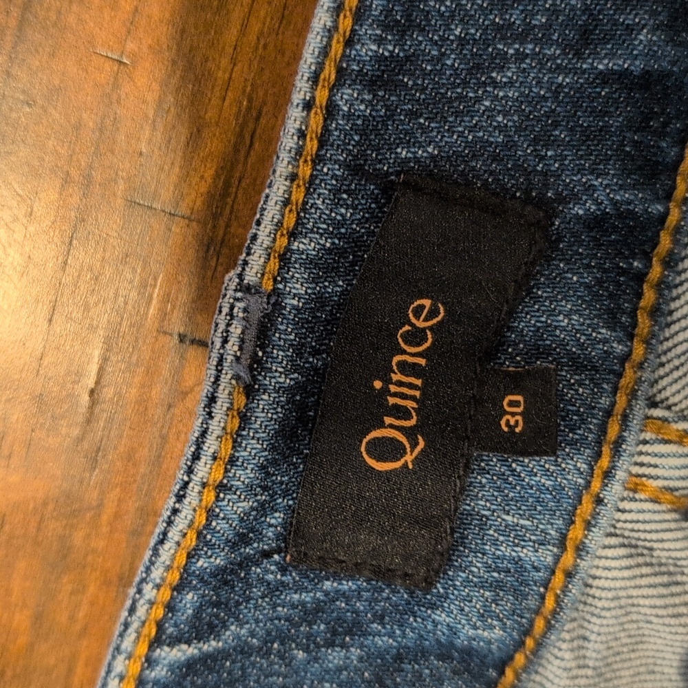 Quince Two-Tone Light & Dark Blue Wide-Leg Jeans - Picture 5 of 9